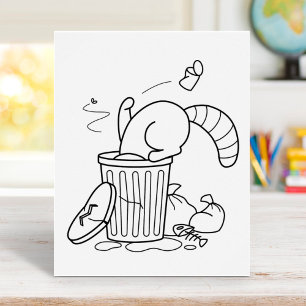 Trash Can Raccoon Coloring Page Poster
