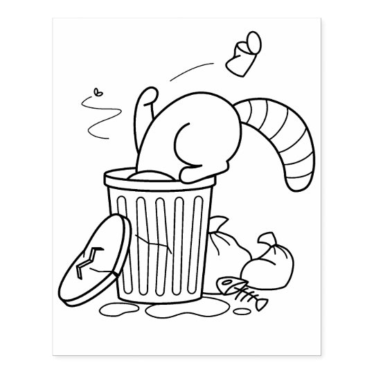 Trash Can Raccoon Coloring Page Rubber Stamp Zazzle Com