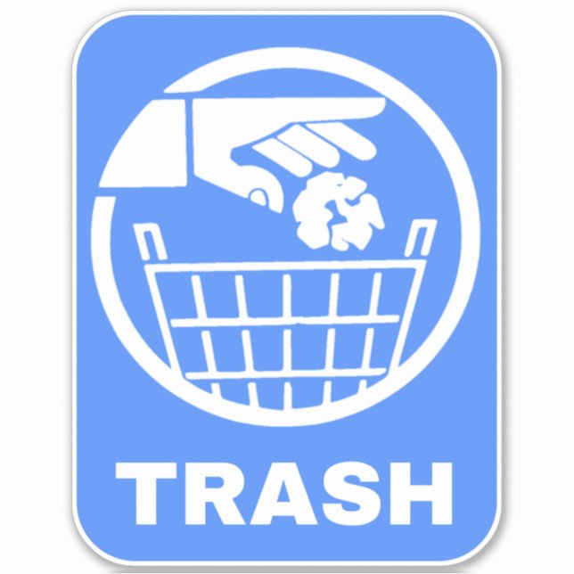 Trash Can Sign - Recycling Bin Sticker (Front)