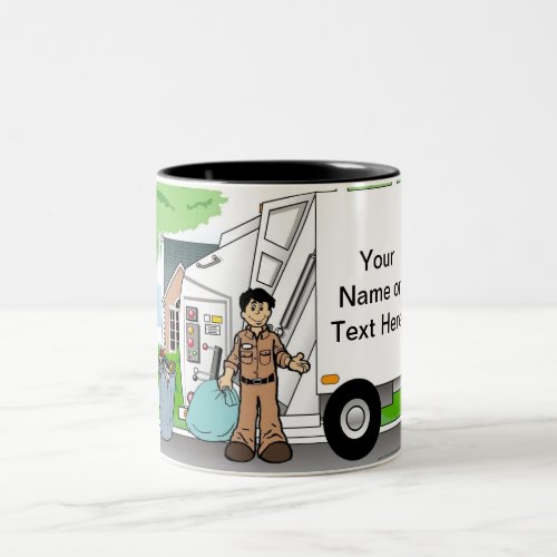 Trash Collector Sanitation Dept _ Male Cartoon Two_Tone Coffee Mug