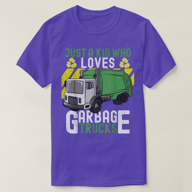 Trash Day Just A Kid Who Loves Garbage Trucks  T-Shirt (Design Front)