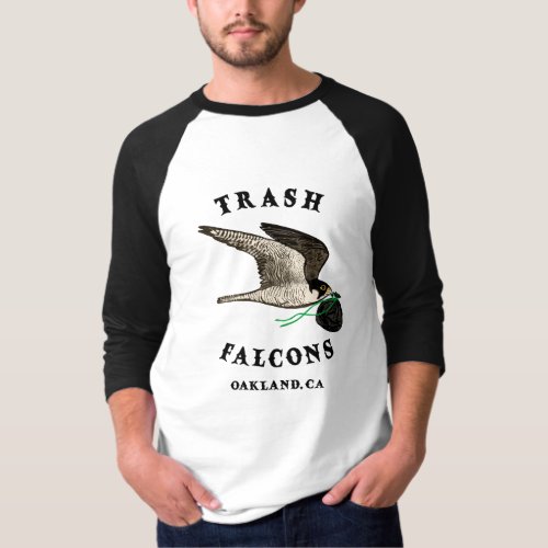 Trash Falcons Official BaseballTee _ Black Sleeves T_Shirt