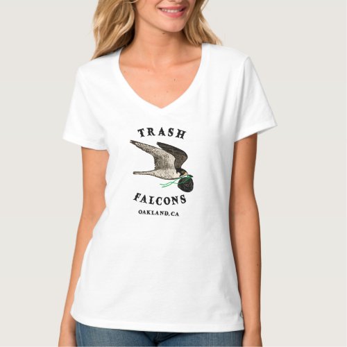 Trash Falcons Official V_Neck Tee Shirt _ White