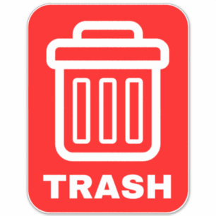 Trash Garbage Can Sign - Landfill Wheelie Bin Sticker