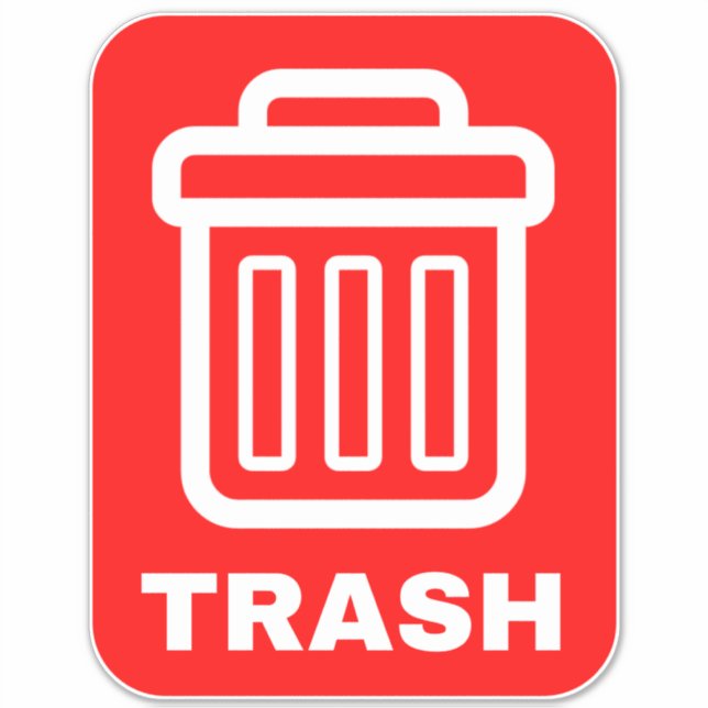 Trash Garbage Can Sign - Landfill Wheelie Bin Sticker (Front)