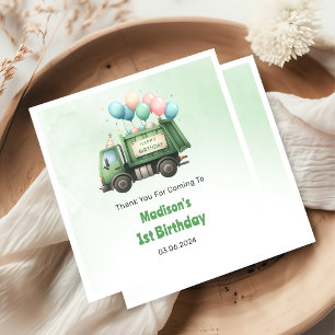 Trash Garbage Truck 1st Birthday Party  Napkins