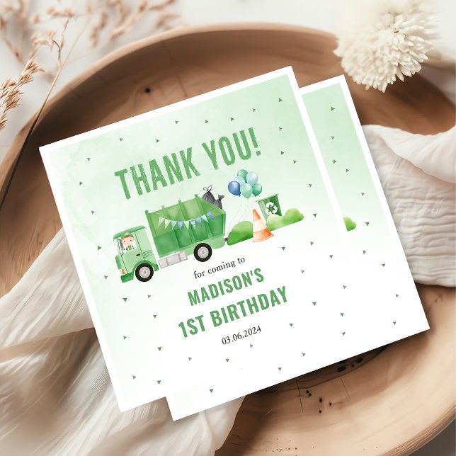 Trash Garbage Truck 1st Birthday Party  Napkins (Creator Uploaded)