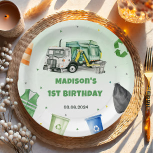Trash Garbage Truck 1st Birthday Party Paper Plates
