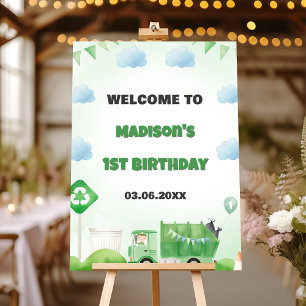 Trash Garbage Truck 1st Birthday Welcome Sign