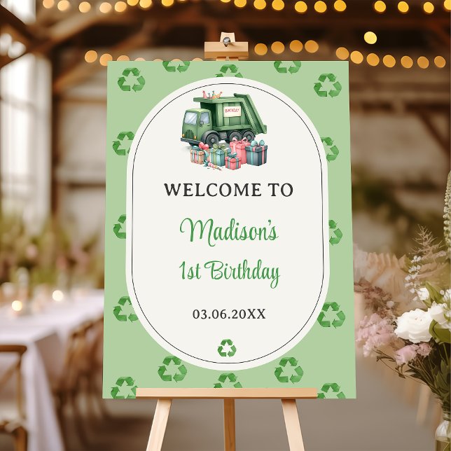 Trash Garbage Truck 1st Birthday Welcome Sign (Creator Uploaded)