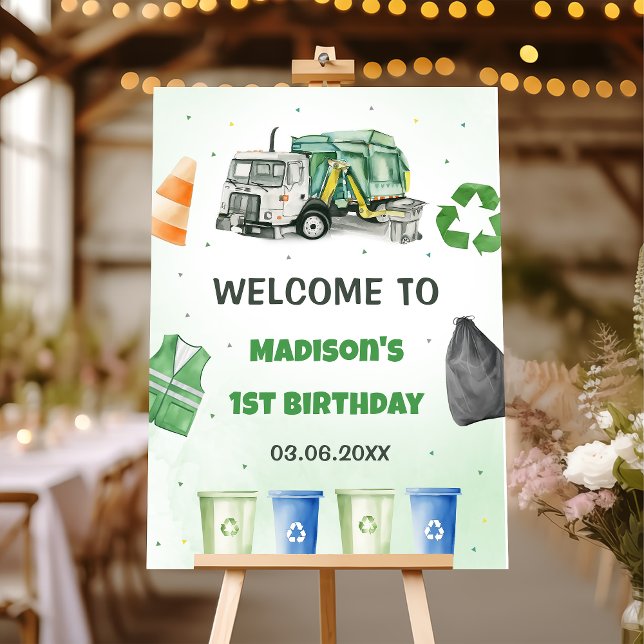 Trash Garbage Truck 1st Birthday Welcome Sign (Creator Uploaded)
