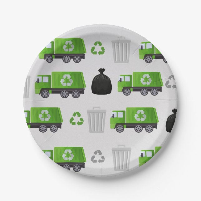 Trash Garbage Truck Birthday  Paper Plates (Front)