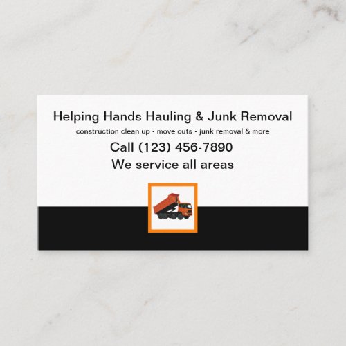 Trash Hauling And Junk Removal Business Card