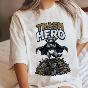 Trash Hero Raccoon Superhero Funny Animal Design Tri-Blend Shirt