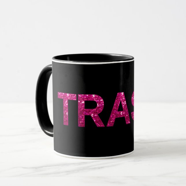 Trash Hot Pink Glitter Mug (Front Left)