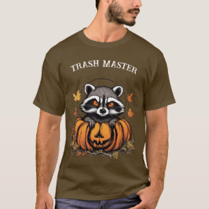 Trash Master Raccoon and pumpkin Funny Halloween T-Shirt