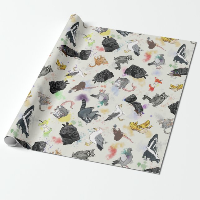 Trash Panda and Friends Wrapping Paper (Unrolled)