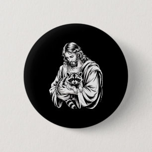 Trash Panda Jesus Raccoon Trashed Racoon Animal Ra Button