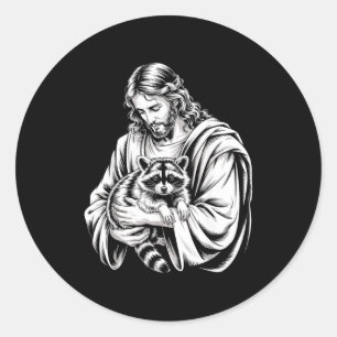 Trash Panda Jesus Raccoon Trashed Racoon Animal Ra Classic Round Sticker