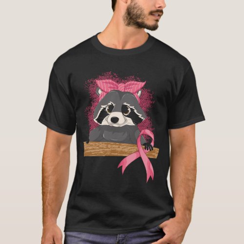 Trash Panda Pink Ribbon Raccoon Breast Cancer Awar T_Shirt