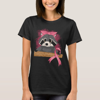 Trash Panda Pink Ribbon Raccoon Breast Cancer Awar T-Shirt
