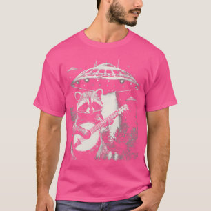 Trash Panda Playing Banjo Alien Ufo Funny Raccoon T-Shirt