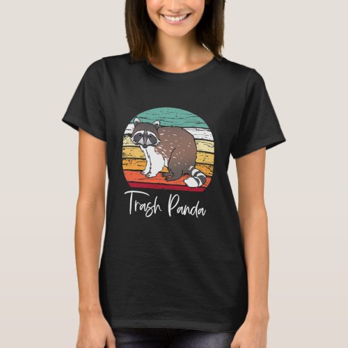 Trash Panda Raccoons Lover Retro Colors T_Shirt