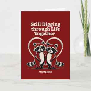 Trash Pandas Raccoons Couple Valentines Digging Card