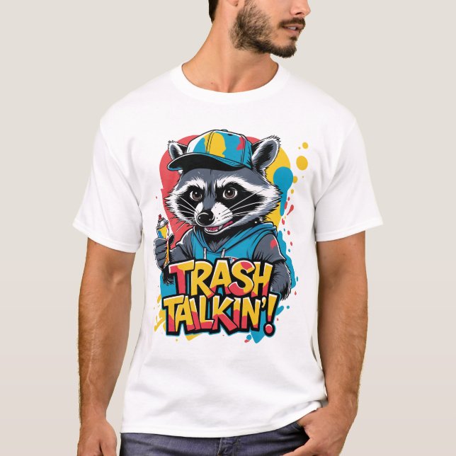 Trash Talkin' Raccoon Street Art T-Shirt (Front)