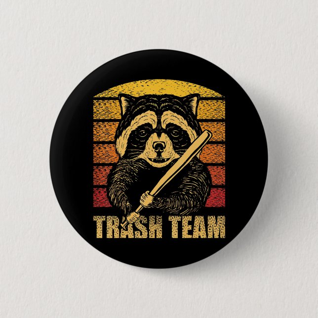 Trash Team Pandas Raccoon Animal Garbage Gang Button (Front)
