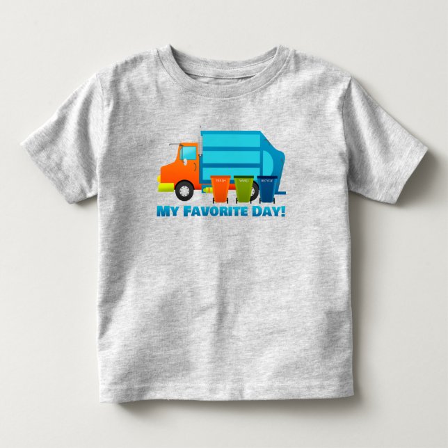 Trash Truck and Garbage Cans Boys & Girls Toddler T-shirt (Front)
