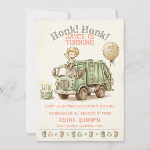 Trash Truck Birthday Invitation   Dump Truck Party