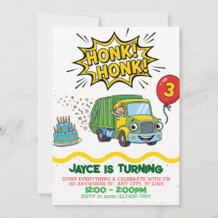 Trash Truck Birthday Invitation   Dump Truck Party