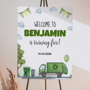 Trash Truck Birthday Welcome Sign