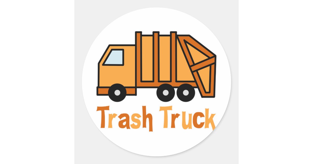 Trash Truck Classic Round Sticker Zazzle