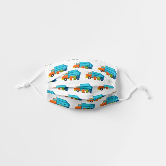 Trash Truck Kids Face Mask with Blue Garbage Truck (Front, Unfolded)