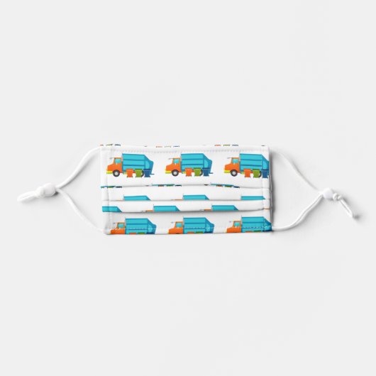 Trash Truck Kids Face Mask with Blue Garbage Truck (Front, Folded)