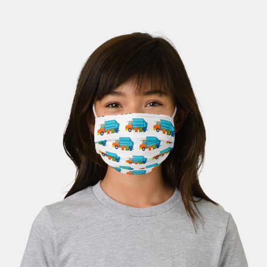 Trash Truck Kids Face Mask with Blue Garbage Truck (Worn)