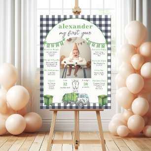 Trash Truck My First Year Birthday Milestone Board