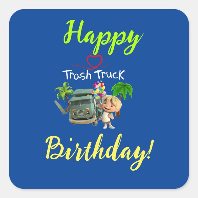 Trash Truck Square Sticker (Front)