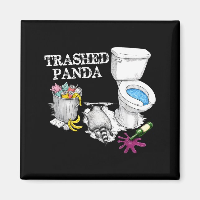Trashed Panda Drunk Racoon Party Animal Meme Funny Magnet (Front)