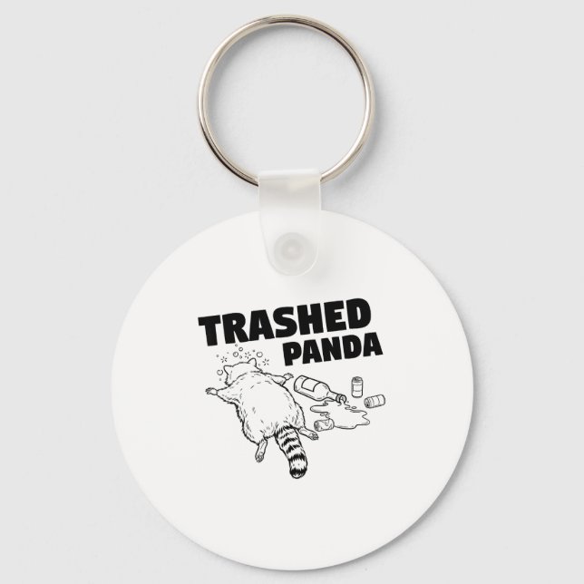 Trashed Panda Funny Drunk Racoon _1  Keychain (Front)