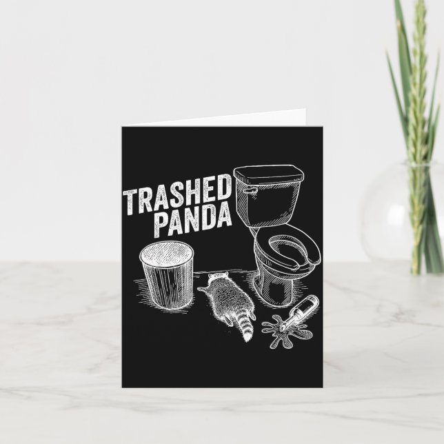 Trashed Panda Funny Drunk Racoon  Card (Front)