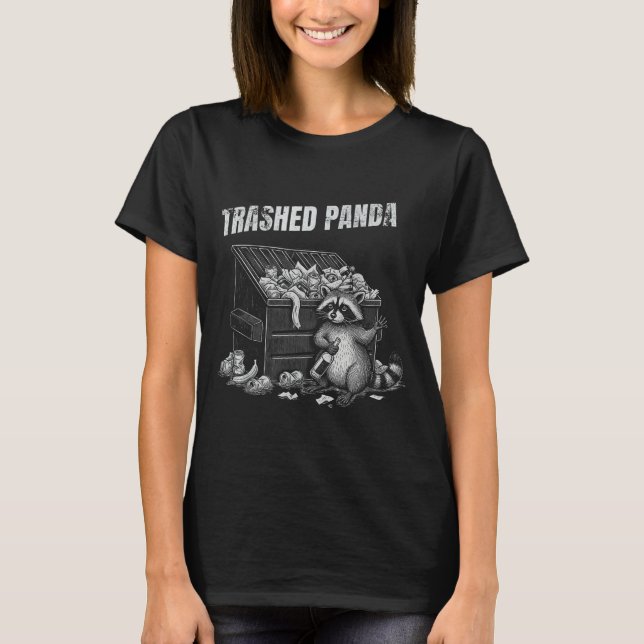 Trashed Panda Funny Drunk Racoon Cool Animals Grap T-Shirt (Front)
