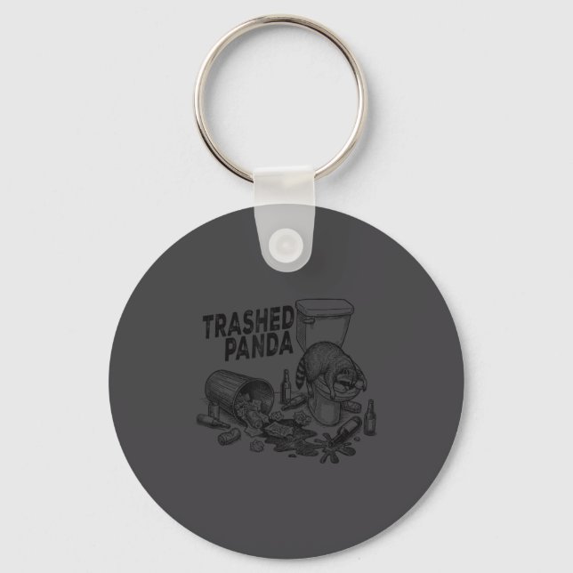 Trashed Panda Funny Drunk Racoon  Keychain (Front)