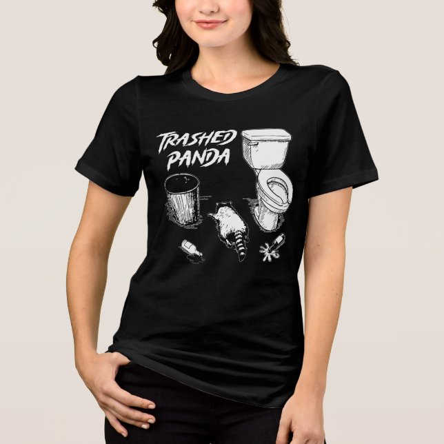 Trashed Panda Funny Drunk Racoon Tri-Blend Shirt (Front)