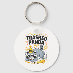 Trashed Panda New Year 2026 Funny Drunk Raccoon  Keychain