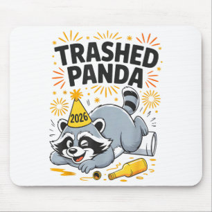 Trashed Panda New Year 2026 Funny Drunk Raccoon Mouse Pad