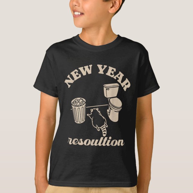 Trashed Panda New Year Resolution Funny Drunk Racc T-Shirt (Front)