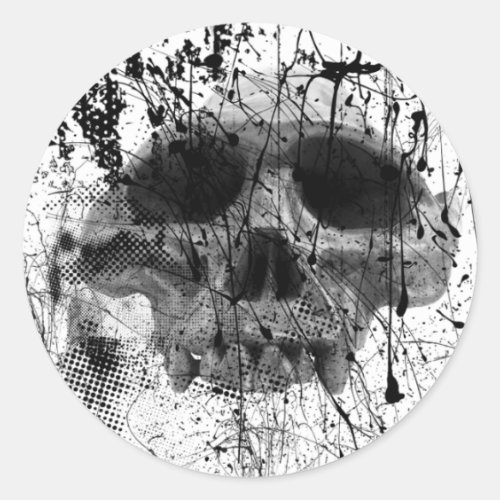 Trashed Skull Grunge Gothic Skull Stickers